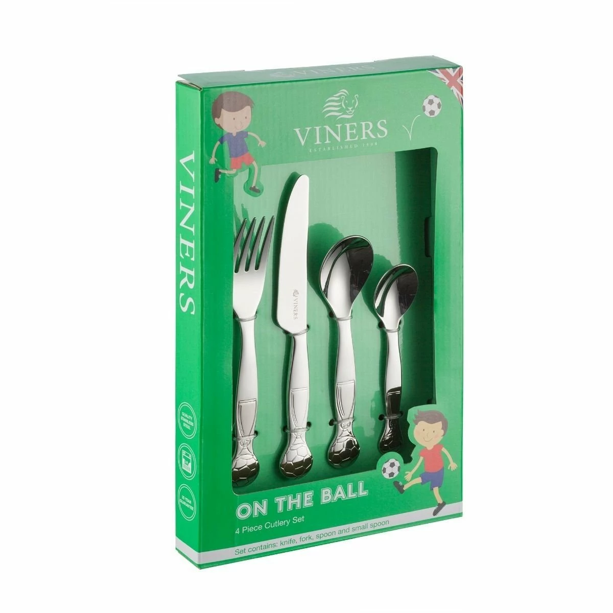 Viners 4-Piece Kids Flatware Set Giftbox | On The Ball 4 Viners 4-Piece Kids Flatware Set Giftbox | On The Ball - Image 2