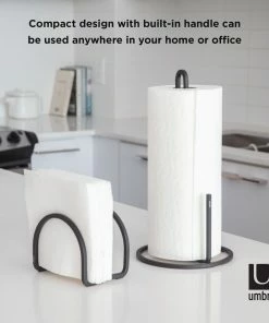 Umbra Squire Vertical Paper Towel Holder | Black -Glassware & Drinkware Shop 1004313 040 squire blk co04