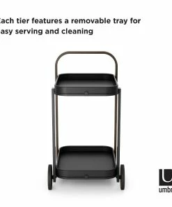 Umbra Bellwood Bar/Serving Cart | Black Walnut -Glassware & Drinkware Shop 1015392 048 bellwood bar cart blk nat co04