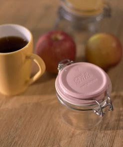 Bormioli Rocco 6.75oz Swing Top Fido Jar | Pink Top -Glassware & Drinkware Shop 141360mrg121313 1