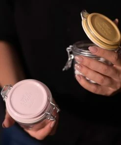 Bormioli Rocco 6.75oz Swing Top Fido Jar | Pink Top -Glassware & Drinkware Shop 141360mrg121313 3