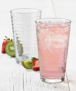 Libbey Hoops 16.2oz Cooler Glasses | Set Of 4 -Glassware & Drinkware Shop 4pc hoops cooler 55822s4
