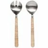 Danica Brands Danica Heirloom 2-Piece Salad Servers Set | Matte Steel & Rattan -Glassware & Drinkware Shop 5213001 heirloom steel servers set2 matte rattan main
