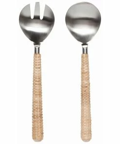 Danica Brands Danica Heirloom 2-Piece Salad Servers Set | Matte Steel & Rattan