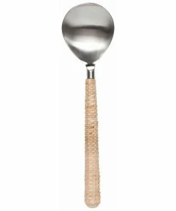 Danica Brands Danica Heirloom 2-Piece Salad Servers Set | Matte Steel & Rattan -Glassware & Drinkware Shop 5213001 heirloom steel servers set2 matte rattan sup2
