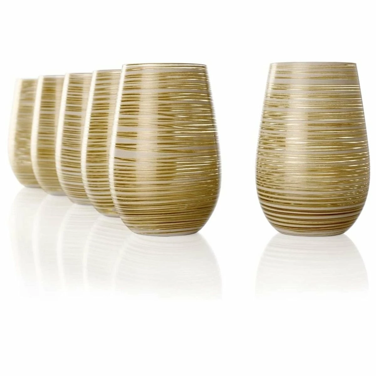 Stolzle 15.75oz Olympia Twister Glass Tumblers - Set Of 6 | White & Gold 4 Stolzle 15.75oz Olympia Twister Glass Tumblers - Set Of 6 | White & Gold - Image 2