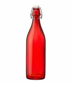 Bormioli Rocco 33.75oz Swing Top Giara Glass Bottle | Red