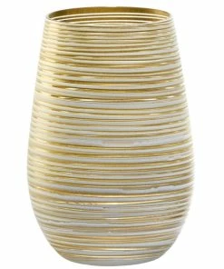 Stolzle 15.75oz Olympia Twister Glass Tumblers - Set Of 6 | White & Gold
