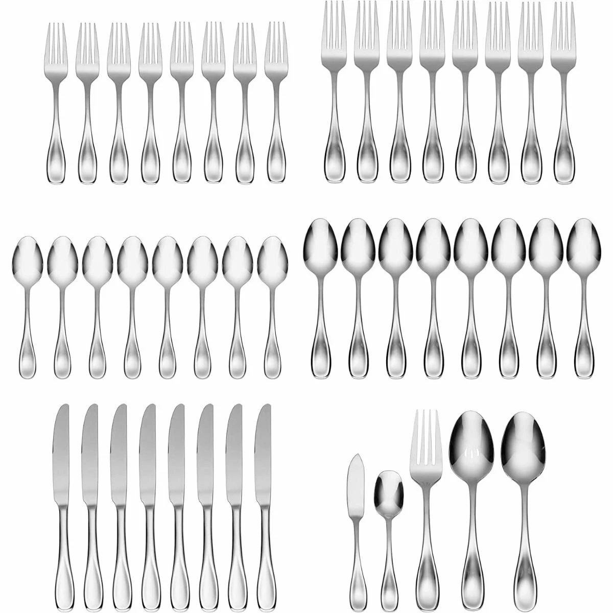 Oneida Brushed Satin 18/0 Stainless Steel 45-Piece Flatware Set | Voss 4 Oneida Brushed Satin 18/0 Stainless Steel 45-Piece Flatware Set | Voss - Image 2