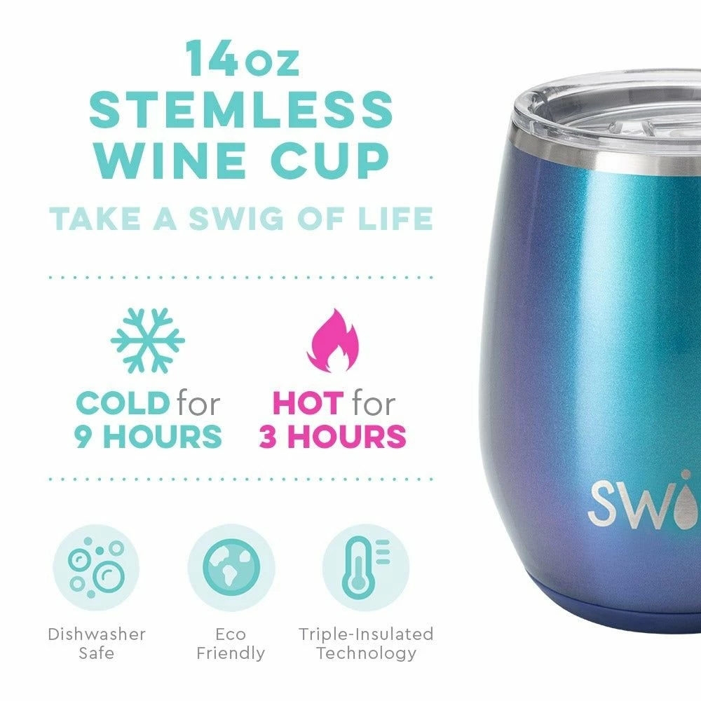 Swig Life™ 14oz Stemless Wine Cup | Shimmer Mermazing 4 Swig Life™ 14oz Stemless Wine Cup | Shimmer Mermazing - Image 2
