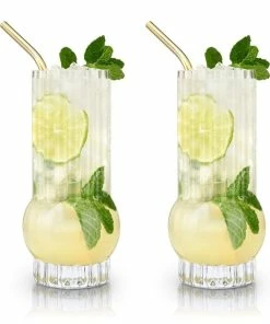 Viski® Deco Crystal Highball Glasses