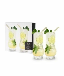 Viski® Deco Crystal Highball Glasses -Glassware & Drinkware Shop 9540 true 3