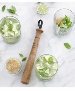 Trudeau Cocktail Muddler With Leather Strap | Acacia Wood -Glassware & Drinkware Shop 971507 2