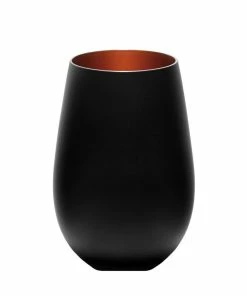 Stolzle 15.75oz Olympia Glass Tumblers - Set Of 6 | Black & Bronze