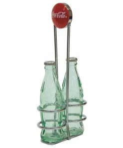 TableCraft 1oz Coca-Cola Salt & Pepper Shakers | Green Tinted Glass With Retro Rack