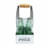 TableCraft 1oz Coca-Cola Salt & Pepper Shakers | Green Tinted Glass With Galvanized Rack -Glassware & Drinkware Shop cc339ng 01.default