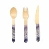 Kikkerland Wood Cutlery Set | Tribal -Glassware & Drinkware Shop cu302 disposablecutlerytribalbl wb new 800x800