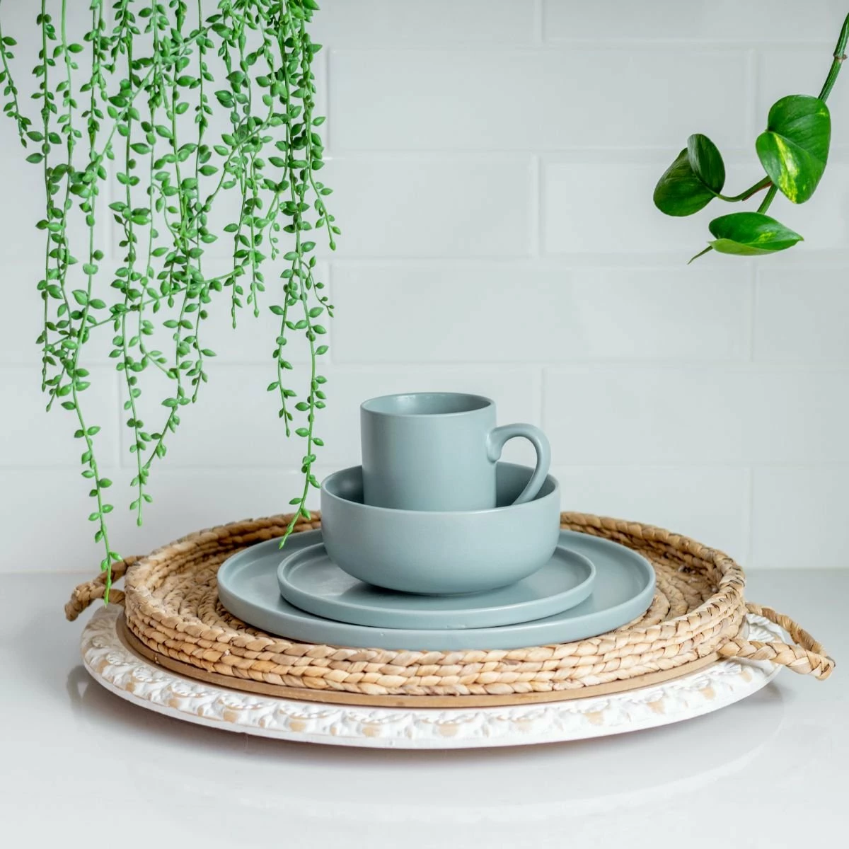 Everything Kitchens Modern Flat 15oz Mugs (Set Of 4) | Dusty Blue 6 Everything Kitchens Modern Flat 15oz Mugs (Set Of 4) | Dusty Blue - Image 4