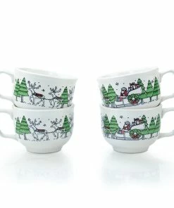 Fiesta® 18oz Jumbo Mugs (Set Of 4) | Christmas Whimsy (White)