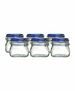 Glassware & Drinkware Shop 33 Bormioli Rocco 0.5L Swing Top Fido Canning Jars - Blue Lid | 6-pack