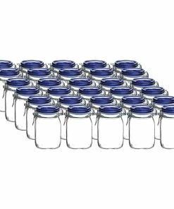 Bormioli Rocco 1L Swing Top Fido Glass Jars - Blue Lid | 30-pack