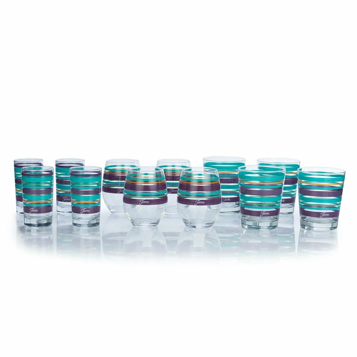 Fiesta® Drinkware Set Of 12 | Desert Stripes 3 Fiesta® Drinkware Set Of 12 | Desert Stripes