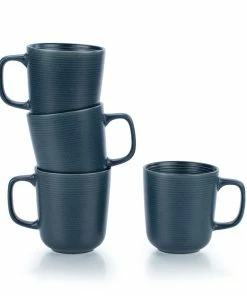 Everything Kitchens Modern Colorful Neutrals - Rippled 12oz Mugs (Set Of 4) - Matte | Charcoal