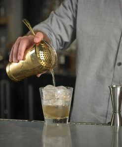 Mercer Barfly Julep Strainer | Gold Plated -Glassware & Drinkware Shop gd shaker pour hr v1 a