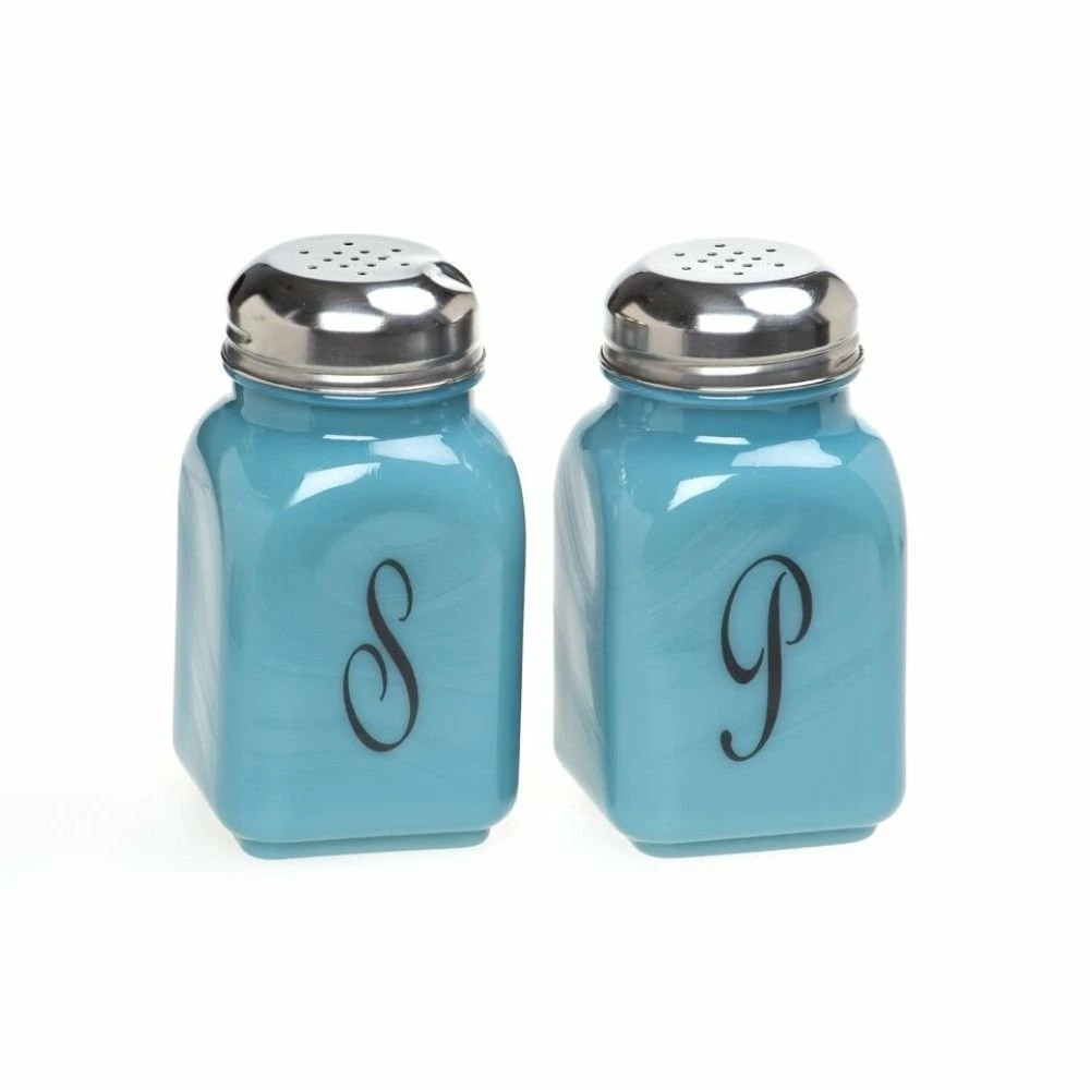 Mosser Glass Monogram Salt & Pepper Set | Georgia Blue 3 Mosser Glass Monogram Salt & Pepper Set | Georgia Blue