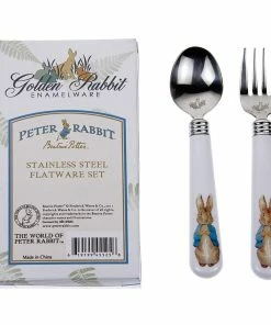 Golden Rabbit Enamelware 2-Piece Stainless Steel Baby Flatware Set | Peter Rabbit