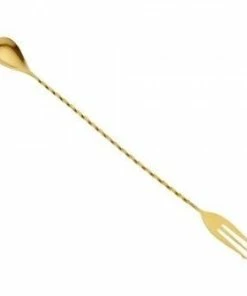 Mercer Barfly 12.4" Bar Spoon With Fork | Gold Plated