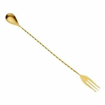 Mercer Barfly 12.4" Bar Spoon With Fork | Gold Plated 3 Mercer Barfly 12.4" Bar Spoon With Fork | Gold Plated