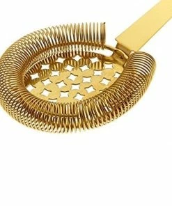 Mercer Barfly Classic Hawthorne Spring Bar Strainer | Gold Plated -Glassware & Drinkware Shop m37027gd stainless steel spring bar cocktail strainer gold plated top 1 1