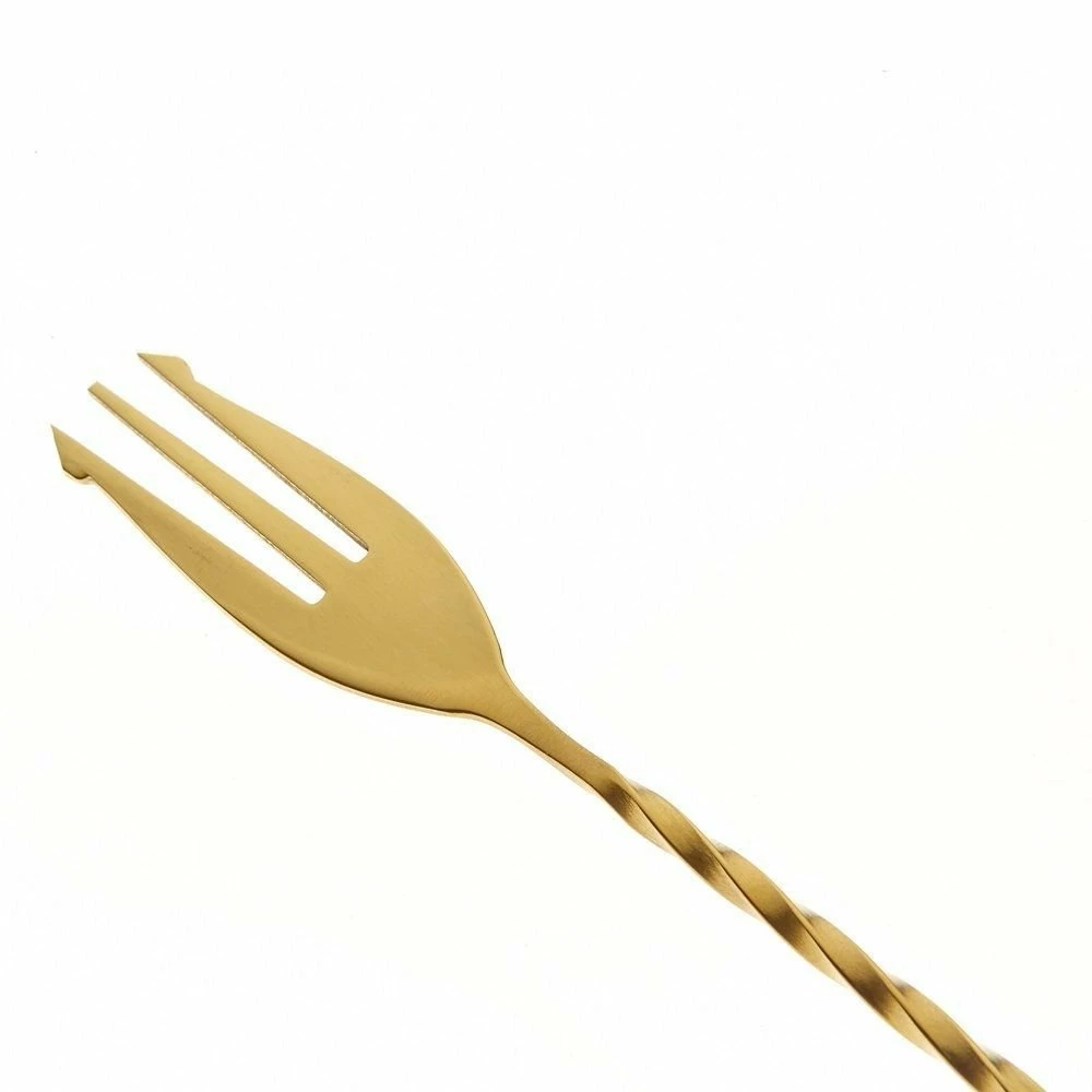 Mercer Barfly 12.4" Bar Spoon With Fork | Gold Plated 5 Mercer Barfly 12.4" Bar Spoon With Fork | Gold Plated - Image 3