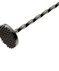 Mercer Barfly 11.8" Bar Spoon With Muddler | Gun Metal Black -Glassware & Drinkware Shop mercer barfly 11.8 inch black bar spoon with muddler muddler