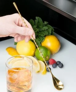 Mercer Barfly 11.8" Classic Bar Spoon | Gold Plated -Glassware & Drinkware Shop mercer barfly 11.8in gold plated teardrop bar spoon m37012gd length