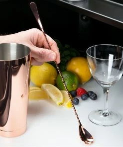 Mercer Barfly 13.2" Japanese-Style Bar Spoon | Copper Plated -Glassware & Drinkware Shop mercer barfly 13.2in copper plated japanese style bar spoon m37010cp length
