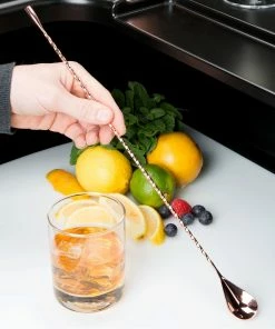 Mercer Barfly 15.75" Classic Bar Spoon | Copper Plated -Glassware & Drinkware Shop mercer barfly 15.75in copper plated classic teardrop bar spoon m37013cp length