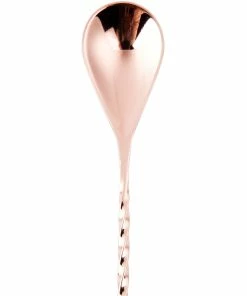 Mercer Barfly 15.75" Classic Bar Spoon | Copper Plated -Glassware & Drinkware Shop mercer barfly copper plated classic teardrop bar spoon spoon end 1
