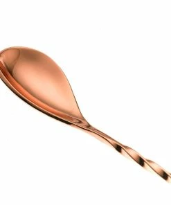 Mercer Barfly 17.1" Japanese-Style Bar Spoon | Copper Plated -Glassware & Drinkware Shop mercer barfly copper plated japanese style bar spoon spoon end 1