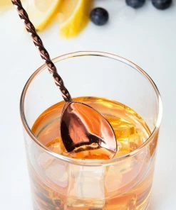 Mercer Barfly 17.1" Japanese-Style Bar Spoon | Copper Plated -Glassware & Drinkware Shop mercer barfly copper plated japanese style bar spoon stirring 1