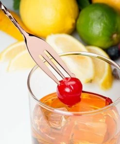 Mercer Barfly 19.6" Bar Spoon With Fork | Copper Plated -Glassware & Drinkware Shop mercer barfly copper plated stainless steel bar spoon with fork spearing 1 2