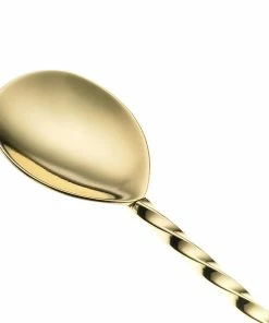 Mercer Barfly 15.75" Bar Spoon With Muddler | Gold Plated -Glassware & Drinkware Shop mercerbarfly.barspoon.11in.goldplatedmuddler.m37018gd.imagespoon 1