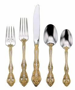 Oneida 18/10 Stainless Steel 20-Piece Flatware Set | Golden Michelangelo