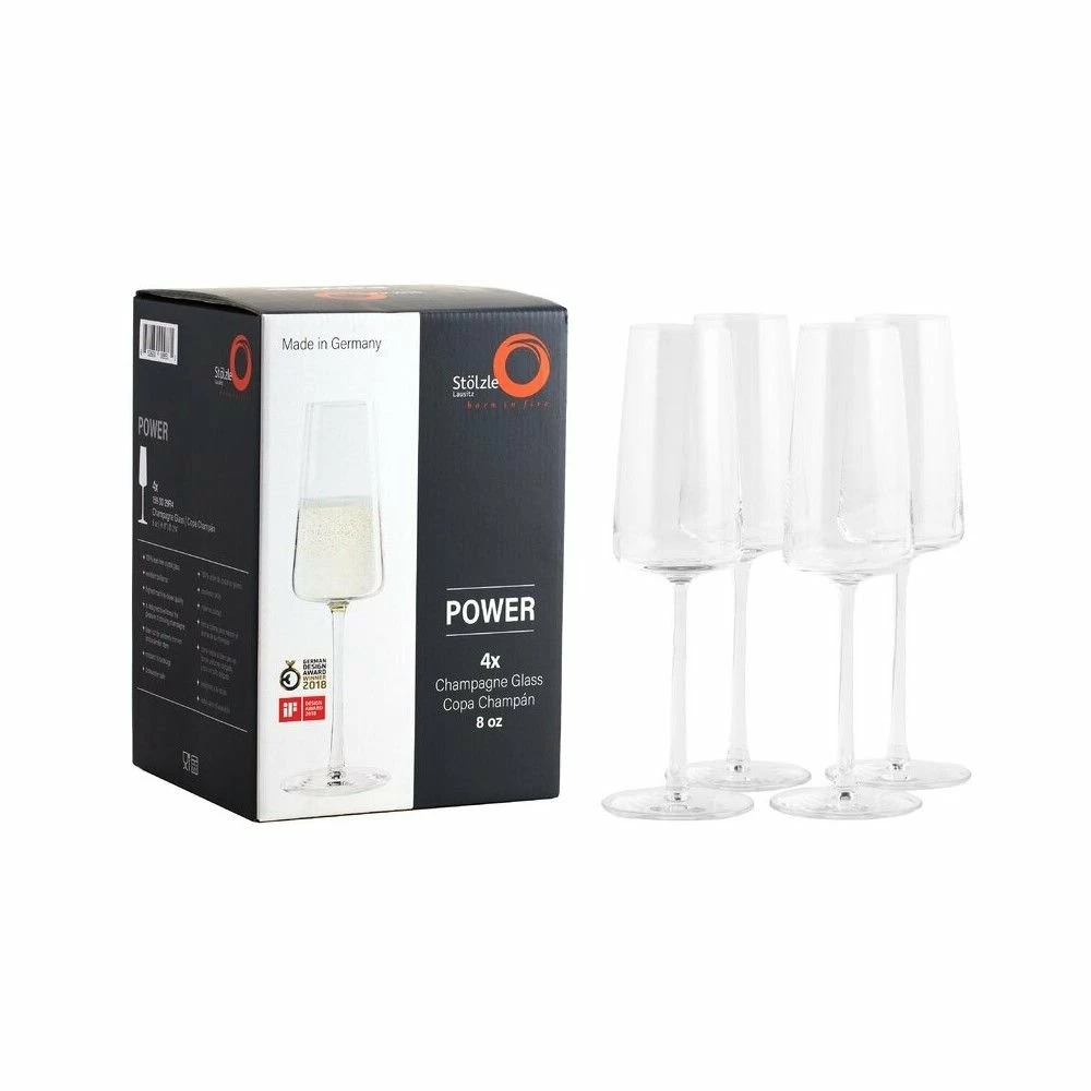 Stolzle 8oz Power Crystal Champagne Flutes | Set Of 4 5 Stolzle 8oz Power Crystal Champagne Flutes | Set Of 4 - Image 3