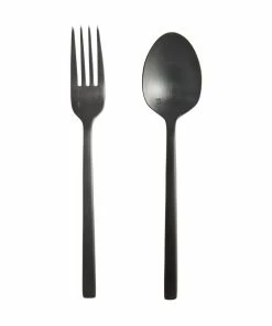 Fortessa Arezzo Brushed Black Serving Fork & Spoon Set