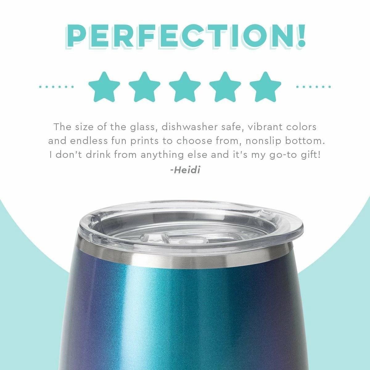 Swig Life™ 14oz Stemless Wine Cup | Shimmer Mermazing 6 Swig Life™ 14oz Stemless Wine Cup | Shimmer Mermazing - Image 4