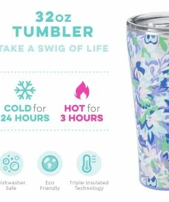 Glassware & Drinkware Shop -Glassware & Drinkware Shop swig life signature 32oz insulated stainless steel tumbler morning glory temp info