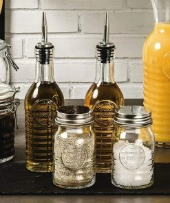 Bormioli Rocco 8oz Officina1825 Salt & Pepper Shaker Set -Glassware & Drinkware Shop up close pour stopper 2