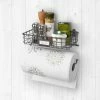 Spectrum Industrial Gray Wall Mount Basket With Paper Towel Holder -Glassware & Drinkware Shop wall mount basket with paper towel holder industrial gray